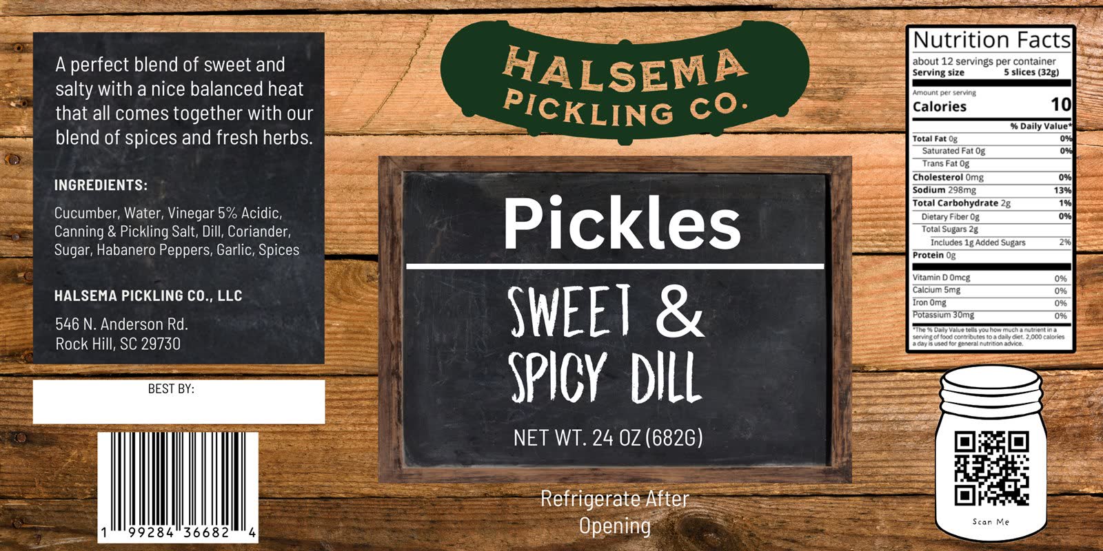 Halsema Pickling Co. Sweet and Spicy Dill jar label